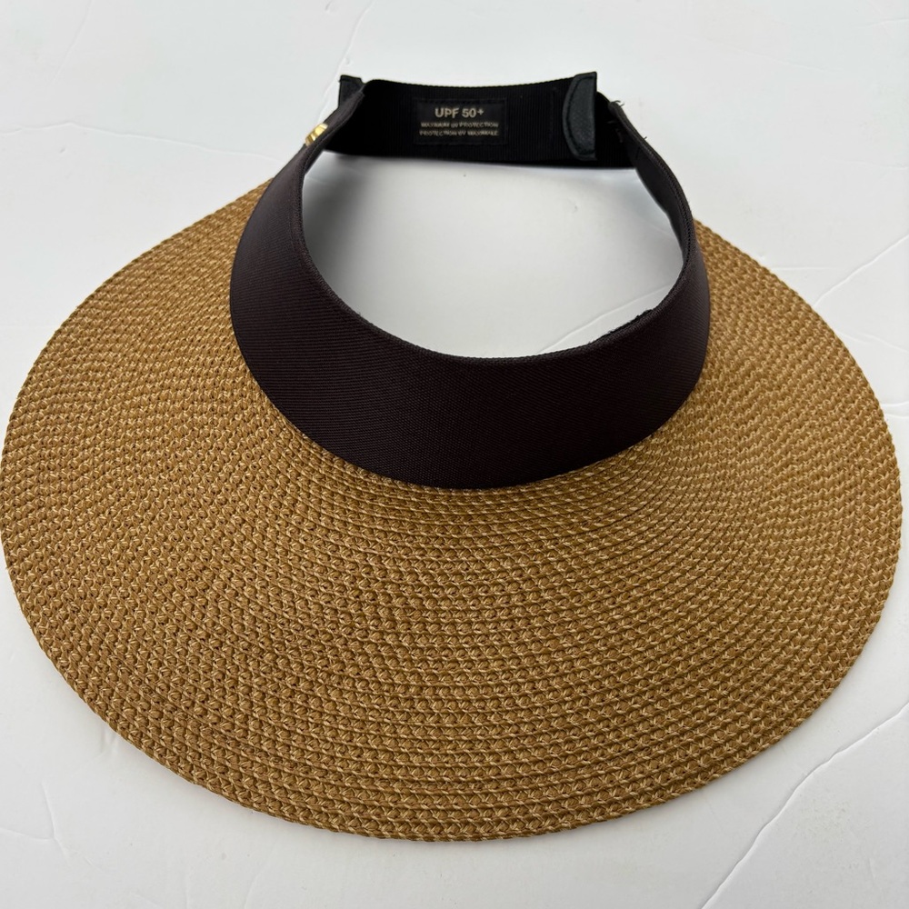 ERIC JAVITS  Tan and Black Sun Visor UPF 50